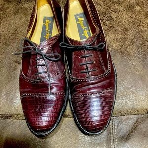 Burgundy, lizards, narrow